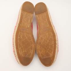 Pre Owned Chanel Pink Suede CC Cap Toe Espadrille Flats Size 42