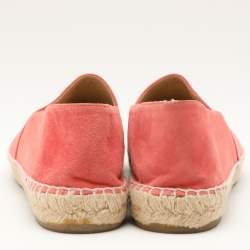 Pre Owned Chanel Pink Suede CC Cap Toe Espadrille Flats Size 42