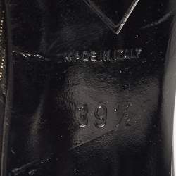 Chanel Black Leather and Canvas Pointed Toe Mules Size 39.5