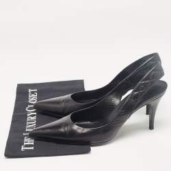Pre Owned Chanel Black Leather CC Slingback Pumps Size 39