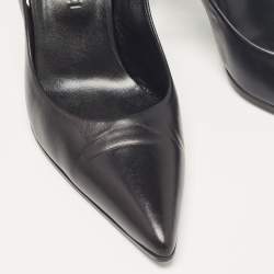 Pre Owned Chanel Black Leather CC Slingback Pumps Size 39
