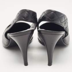 Pre Owned Chanel Black Leather CC Slingback Pumps Size 39