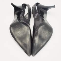 Pre Owned Chanel Black Leather CC Slingback Pumps Size 39