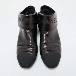 Chanel Black Leather Ankle Length Boots Size 42
