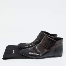Chanel Black Leather Ankle Length Boots Size 42