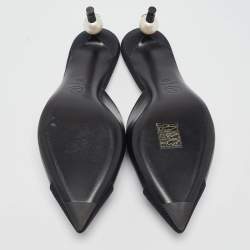Pre Owned Chanel Black Canvas and Leather Mule Sandals Size 36