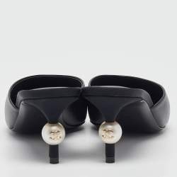 Pre Owned Chanel Black Canvas and Leather Mule Sandals Size 36