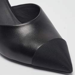 Pre Owned Chanel Black Canvas and Leather Mule Sandals Size 36