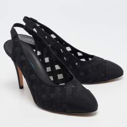 Pre Owned Chanel Black Canvas and Mesh CC Pumps Size 39