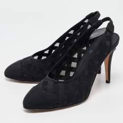 Pre Owned Chanel Black Canvas and Mesh CC Pumps Size 39