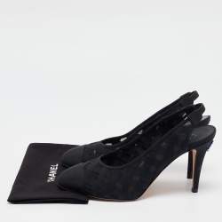 Pre Owned Chanel Black Canvas and Mesh CC Pumps Size 39