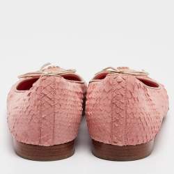 Pre Owned Chanel Pink Python Leather Ballet Flats Size 40.5