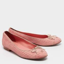 Pre Owned Chanel Pink Python Leather Ballet Flats Size 40.5