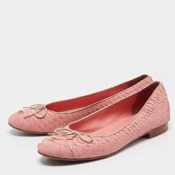 Pre Owned Chanel Pink Python Leather Ballet Flats Size 40.5