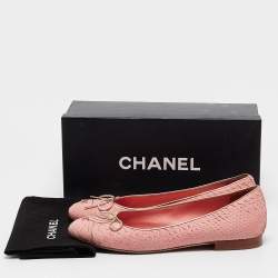 Pre Owned Chanel Pink Python Leather Ballet Flats Size 40.5
