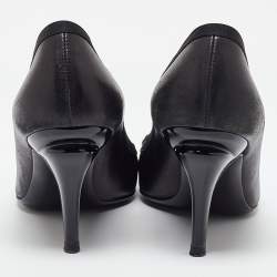 Chanel Black Leather and Fabric Bow CC Cap Toe Pumps Size 35.5