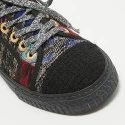 Chanel Multicolor Canvas and Tweed Lace Up Sneakers Size 37