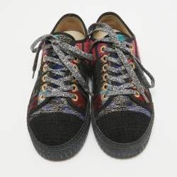 Chanel Multicolor Canvas and Tweed Lace Up Sneakers Size 37