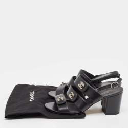 Chanel Black Leather Ankle Strap Sandals Size 36.5