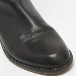 Chanel Black Leather CC Knee Length Boots Size 38.5