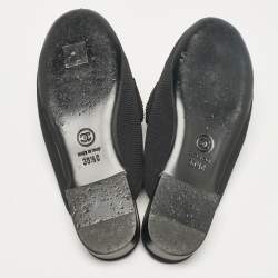 Pre Owned Chanel Black Fabric Crystal Embellished Braid Detail CC Mules Size 36.5