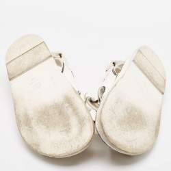 Pre Owned Chanel White/Black Leather Dad Slingback Sandals Size 40