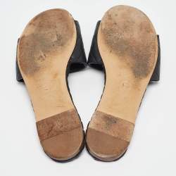 Pre Owned Chanel Black Leather CC Flat Slides Size 38