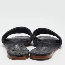 Pre Owned Chanel Black Leather CC Flat Slides Size 38