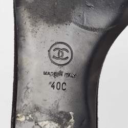 Chanel Black Suede Ankle Strap Flat Sandals Size 40