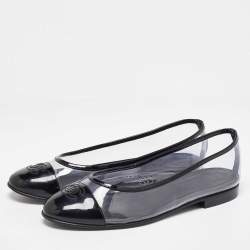 Pre Owned Chanel Transparent Patent Leather and PVC Ballet Flats Size 37.5