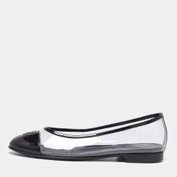 Pre Owned Chanel Transparent Patent Leather and PVC Ballet Flats Size 37.5