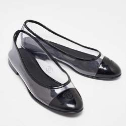 Pre Owned Chanel Transparent Patent Leather and PVC Ballet Flats Size 37.5