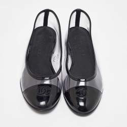 Pre Owned Chanel Transparent Patent Leather and PVC Ballet Flats Size 37.5