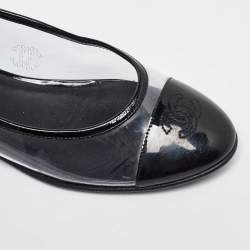 Pre Owned Chanel Transparent Patent Leather and PVC Ballet Flats Size 37.5