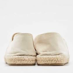 Pre Owned Chanel Cream/Black Velvet  Espadrille Flats Size 40