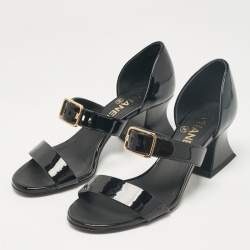 Chanel Black Patent Leather Sandals Size 36