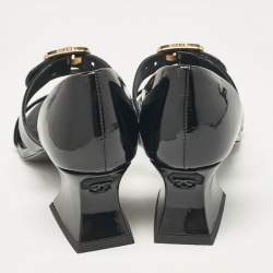 Chanel Black Patent Leather Sandals Size 36