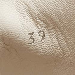 Pre Owned Chanel White/Silver Leather and Rubber High Top Sneakers Size 39