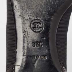Pre Owned Chanel Black Fabric and Quilted Leather CC Chain Detail Ballet Flats Size 36