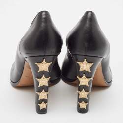 Pre Owned Chanel Black Leather Studded CC Star Pumps Size 39.5