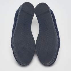 Pre Owned Chanel Navy Blue Terry Cloth CC Espadrille Flats Size 39
