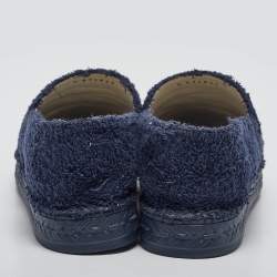 Pre Owned Chanel Navy Blue Terry Cloth CC Espadrille Flats Size 39