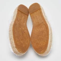 Chanel White Canvas CC Camellia Applique Espadrille Flats Size 36