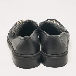 Pre Owned Chanel Black Leather Quilted CC Turnlock Loafers Size 37