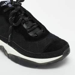 Pre Owned Chanel Black Mesh and Suede CC Low Top Sneakers Size 39