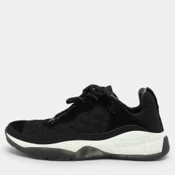 Pre Owned Chanel Black Mesh and Suede CC Low Top Sneakers Size 39