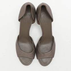 Chanel Grey Leather D'orsay Pumps Size 39