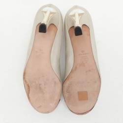 Chanel Silver/Black Leather Cap Toe Embellished Pumps Size 40