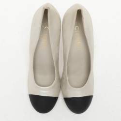 Chanel Silver/Black Leather Cap Toe Embellished Pumps Size 40