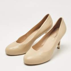 Chanel Beige Leather Round Toe Pumps Size 39